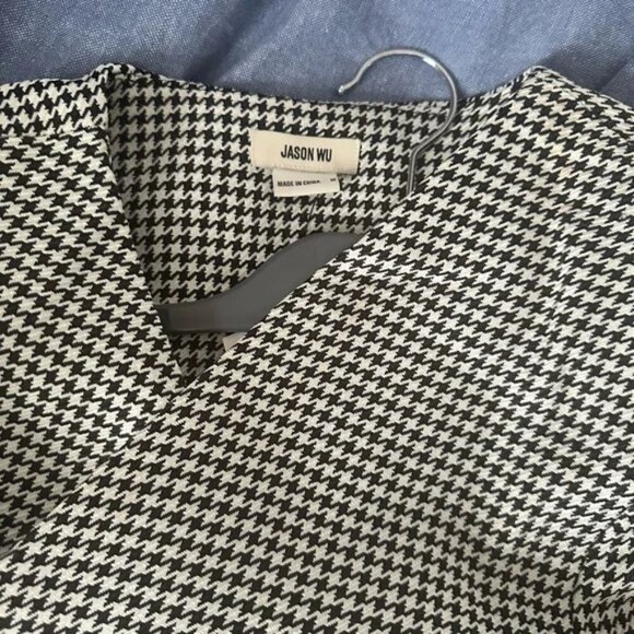 Jason Wu Houndstooth Blazer Wrap Mini Dress Long Sleeves Black Size Medium - Picture 4 of 4